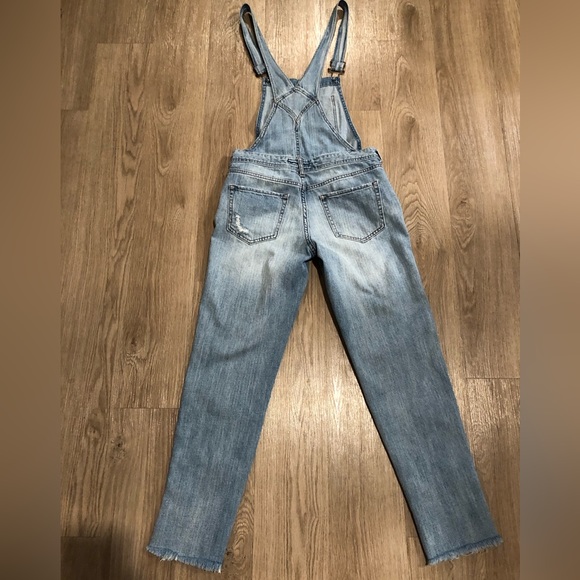 Aeropostale Distressed Overalls Light Wash Ankle Length Size XS - Picture 8 of 16
